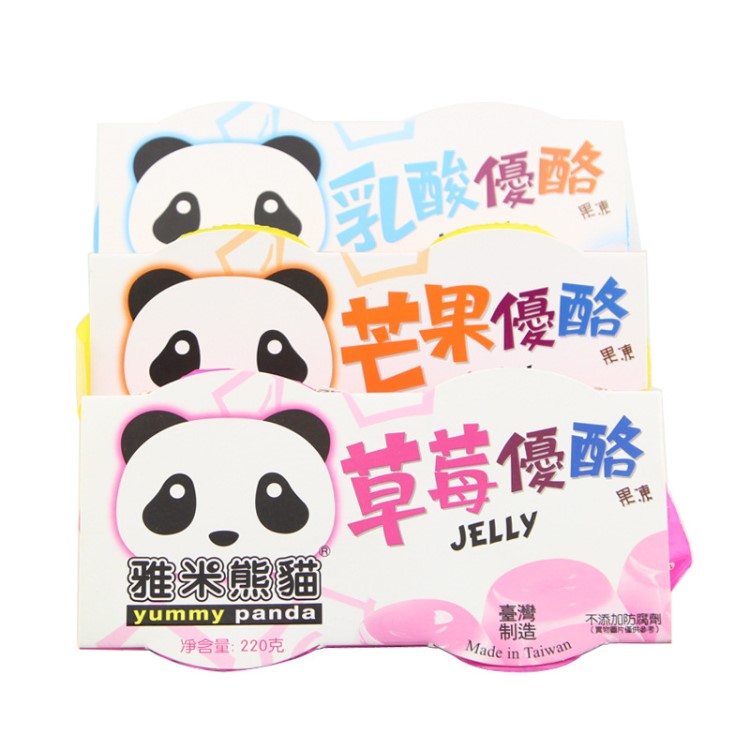 臺灣原產(chǎn)食品 雅米熊貓優(yōu)酪果凍 休閑水果味果肉布丁批發(fā)220g