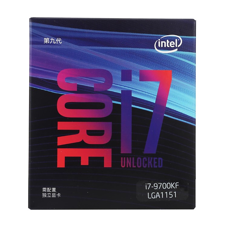 英特爾i7-9700KF 酷睿八核 盒裝CPU處理器無核顯 3.6G睿頻4.9G