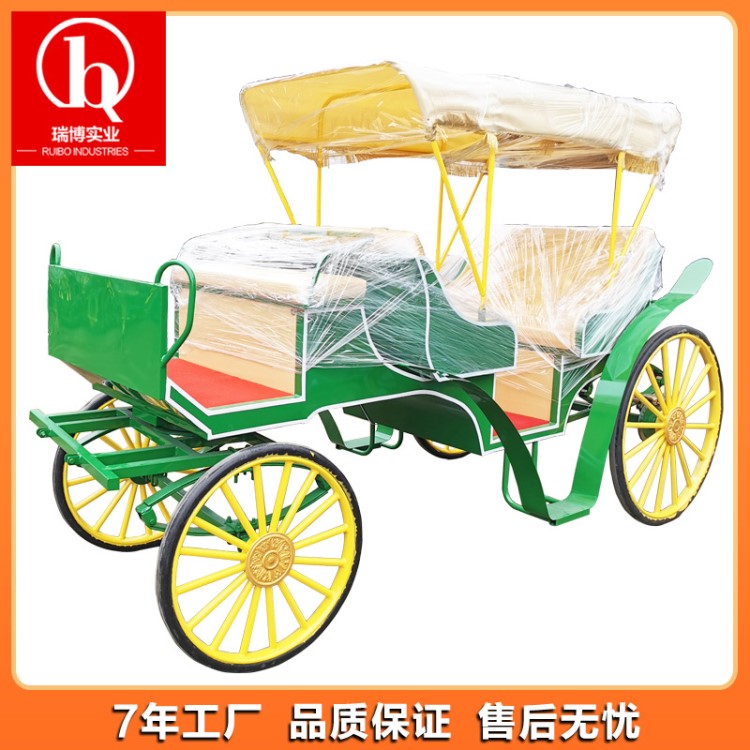 瑞博新環(huán)保綠色馬拉車景區(qū)拉人載客觀光馬車商業(yè)展示美陳鐵藝馬車