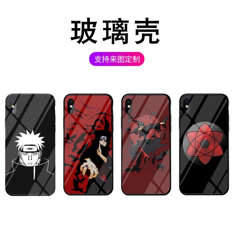 新款動(dòng)漫iphone11/8P/XS火影忍者酷炫玻璃手機(jī)殼蘋(píng)果7卡通保護(hù)套