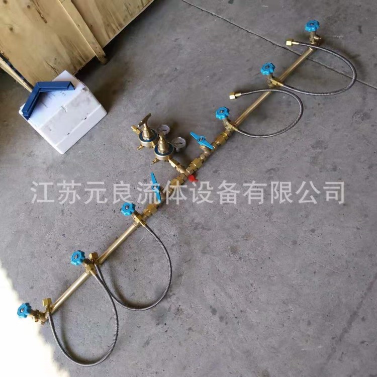 T型氧氣匯流排 廠家定制3+3黃銅管道二氧化碳手動切換匯流排