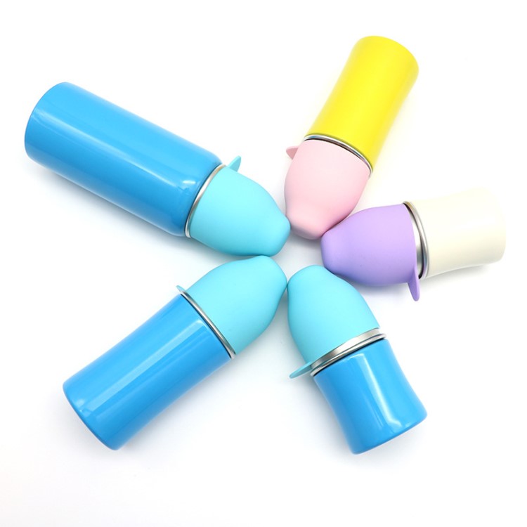 400ml新產品不銹鋼奶瓶  嬰幼兒雙層保溫量奶嘴硅膠蓋奶瓶