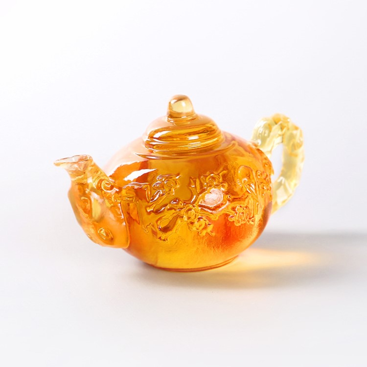 透明樹脂茶壺工藝擺件仿水晶樹脂辦公室居家擺件裝飾工藝品吧擺件