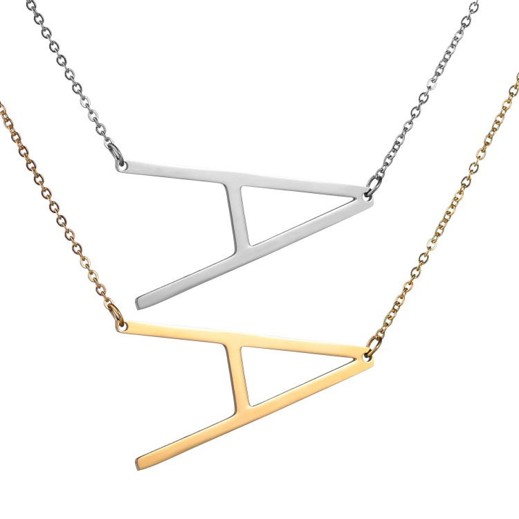 歐美流行飾品26個英文字母項鏈女士鎖骨鏈時尚創意不銹鋼吊墜廠家