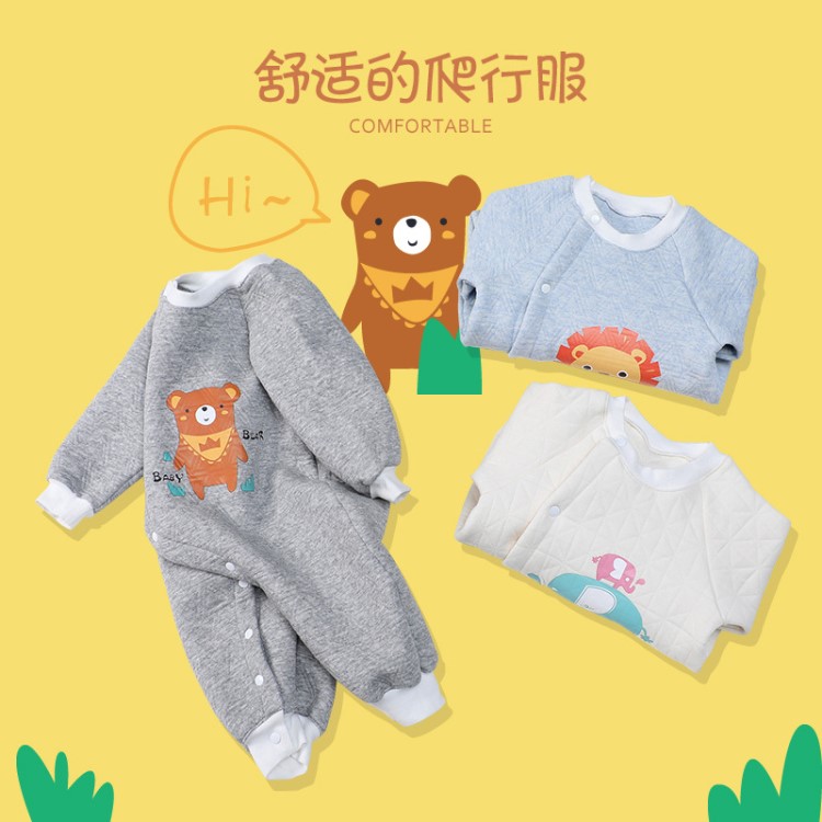 婴儿冬装连体衣加厚爬服婴幼童baby clothes衣服童装秋冬一件待发