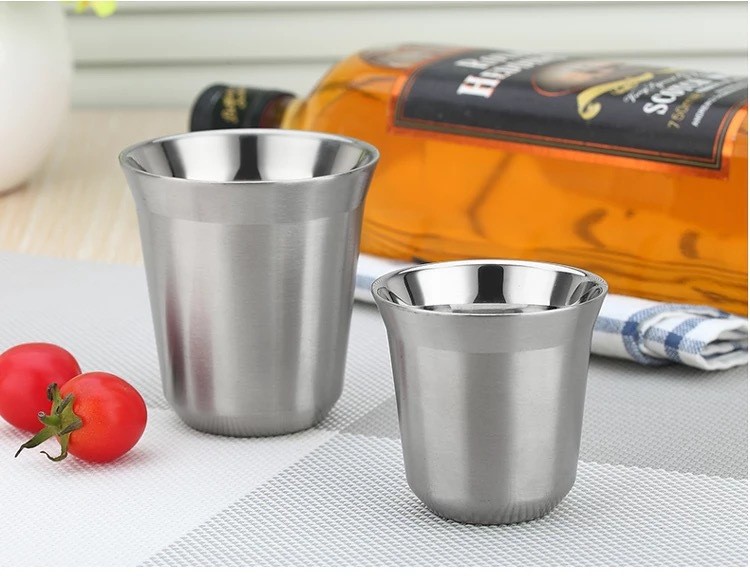 雙層不銹鋼咖啡杯 隔熱防燙茶杯 保溫禮品杯 日式清酒杯廠家定