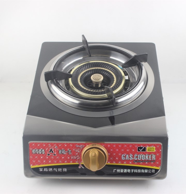家用燃氣臺式單眼灶 AQ-3號黑黃彩鋼加厚面板 猛火 電子打火