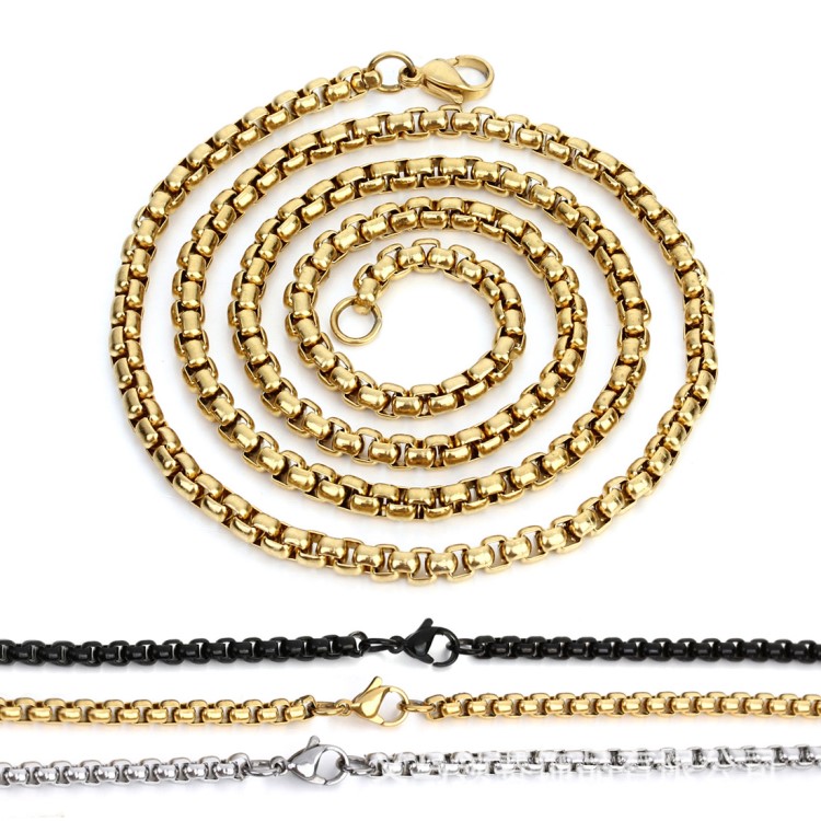 不锈钢项链钛钢配链欧美外贸饰品 带龙虾扣单链链条长60cm f5029