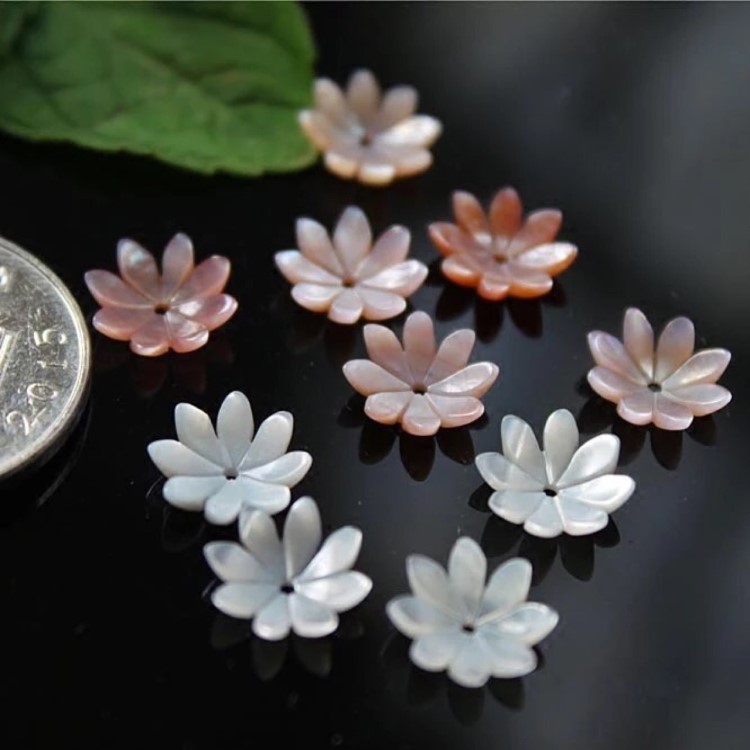 貝殼10mm白蝶貝雕刻花朵耳飾發(fā)簪diy貝殼