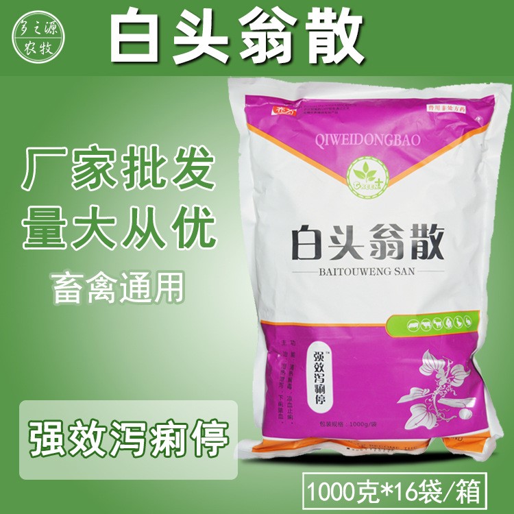 獸藥白頭翁散 豬牛羊雞畜禽獸用白頭翁散1000g