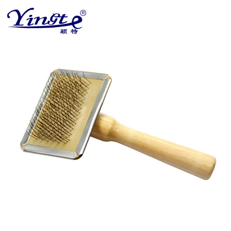 寵物用品 木質(zhì)手柄狗狗貓咪按摩梳 皮毛清潔護(hù)理 鋼針梳美容梳