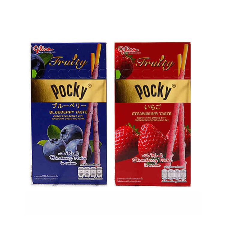 泰国零食品百奇格力高pocky涂层饼干蓝莓草莓味办公室零食
