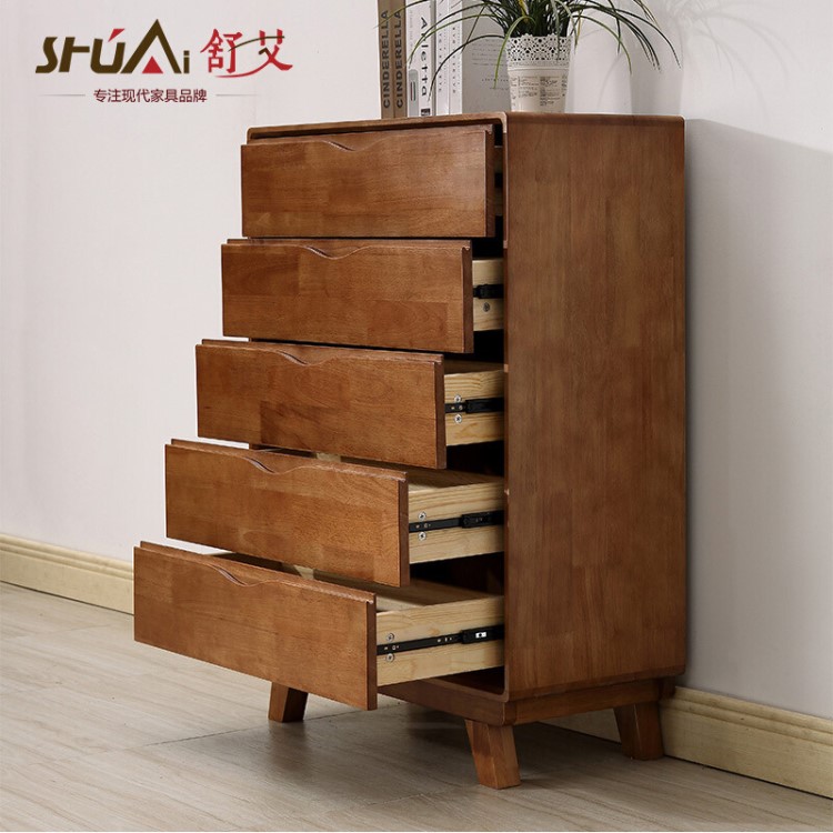 舒艾 日式實(shí)木五斗柜臥室全橡木儲(chǔ)物柜現(xiàn)代北歐斗櫥客廳家具