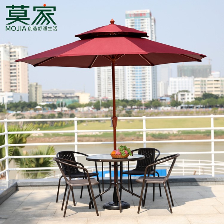 莫家遮陽傘戶外公園咖啡廳庭院傘手搖太陽傘中柱傘可印刷廣告logo