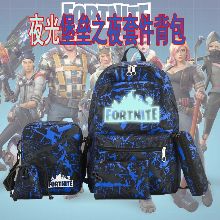 跨境Fortnite堡壘之夜帆布套件雙肩背包動漫周邊書包休閑包