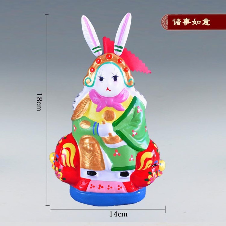 老北京特色兔爺系列 天津泥人張彩塑手繪裝飾品會議禮品廠家直銷