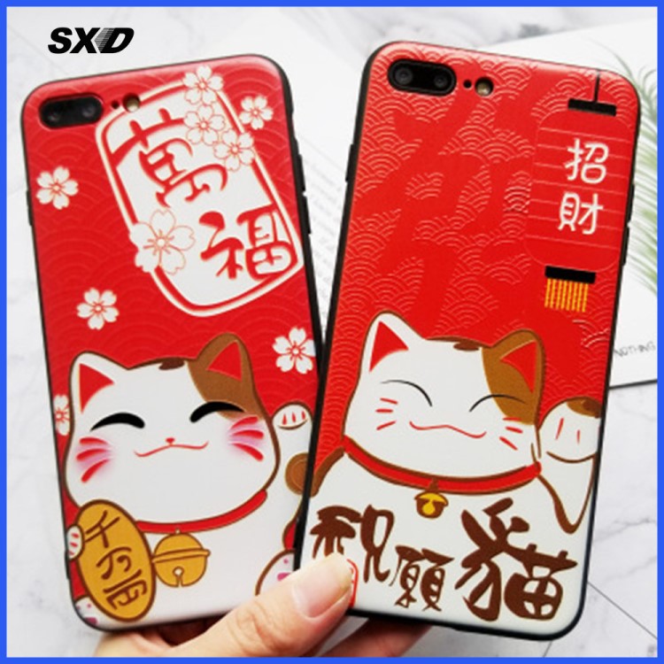 新款豬年招財貓適用iphoneXS手機殼 華為mate20發財殼小米8保護套