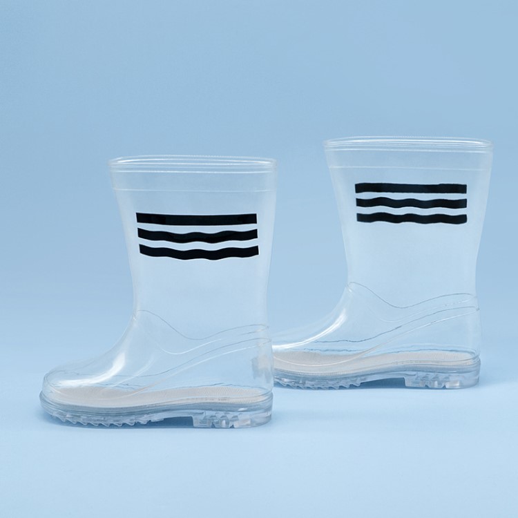 时尚儿童透明雨鞋男童女童防水防滑双杠水晶雨靴中大童pvc水鞋