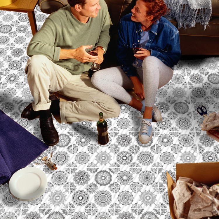 PAG歐洲摩洛哥花紋地板貼 自粘pvc防水耐磨客廳浴室地面裝飾貼紙