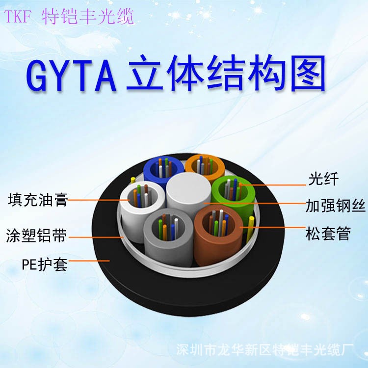 入围广电室外通信光缆 层绞式8芯单模铠装光纤 GYTA-8B1.3