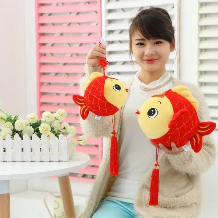 禮物吉祥魚公仔毛絨玩具魚 年年有魚 年年有余 家居車飾掛件定制