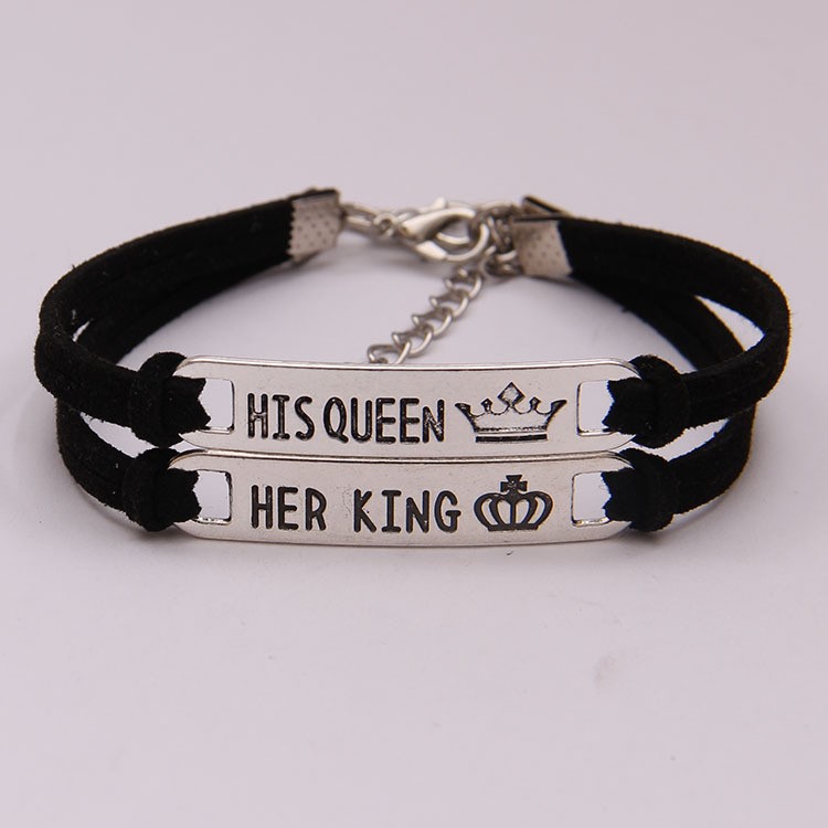 新品情侣手链 HER KING HIS QUEEN 欧美流行跨境饰品批发