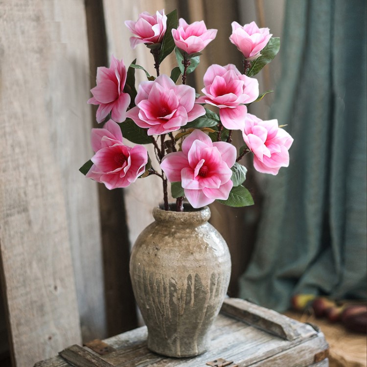 玉兰仿真玉兰花套装假花客厅家居装饰品摆件餐桌花束茶几干花摆设