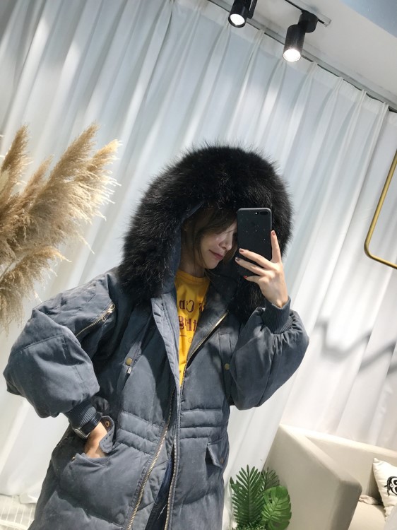 興鑫家 新款羽絨服女裝冬季東北穿東大門款色加厚真貉子大毛領