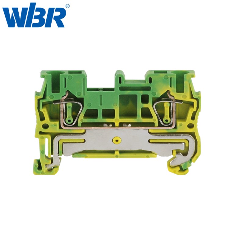 ST-2.5PE黃綠彈簧接地端子 JUT3-2.5PE組合直通式籠式回拉接地排
