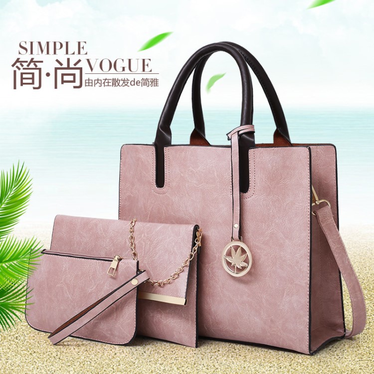 現(xiàn)貨2019年春季新款女包批發(fā) PU多件套女士手提包 三件套子母包批