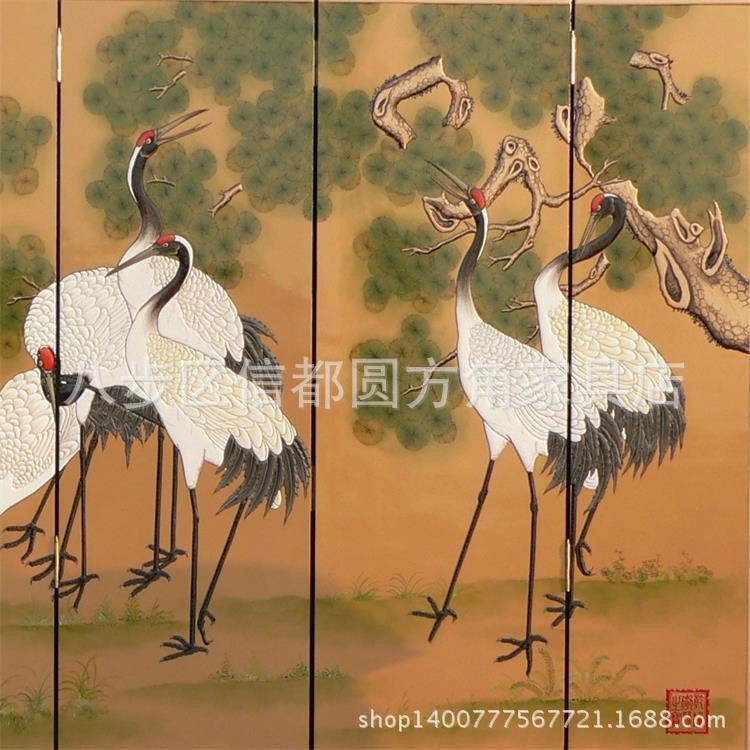 手繪簡(jiǎn)約花鳥(niǎo)工藝漆畫(huà)屏風(fēng)家居客廳臥室茶樓過(guò)道裝飾折疊隔斷定制