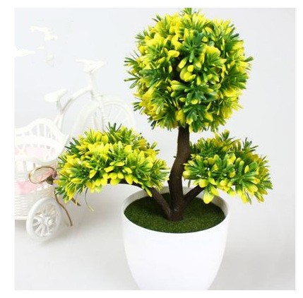 家居飾品仿真圓球小樹苗叢塑料花盆假花盆栽酒柜書柜裝飾擺件綠植