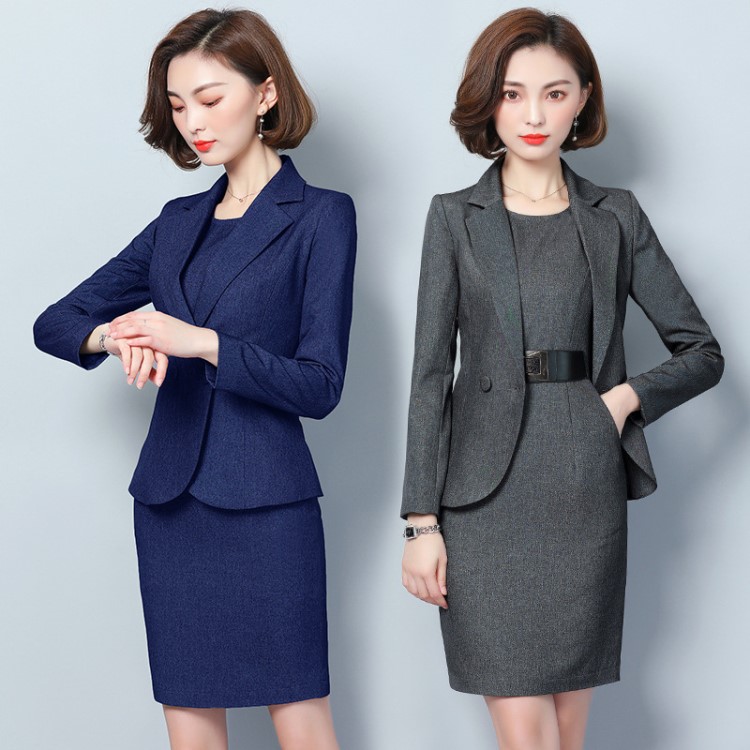 2019新款春夏職業(yè)女裙套裝 時尚氣質(zhì)上班通勤正裝 商務(wù)工裝兩件套
