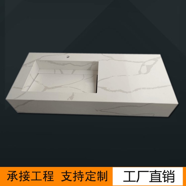 訂做人造石浴室臺盆 人造石水槽石英石水槽 一體洗手盆大理石水盆