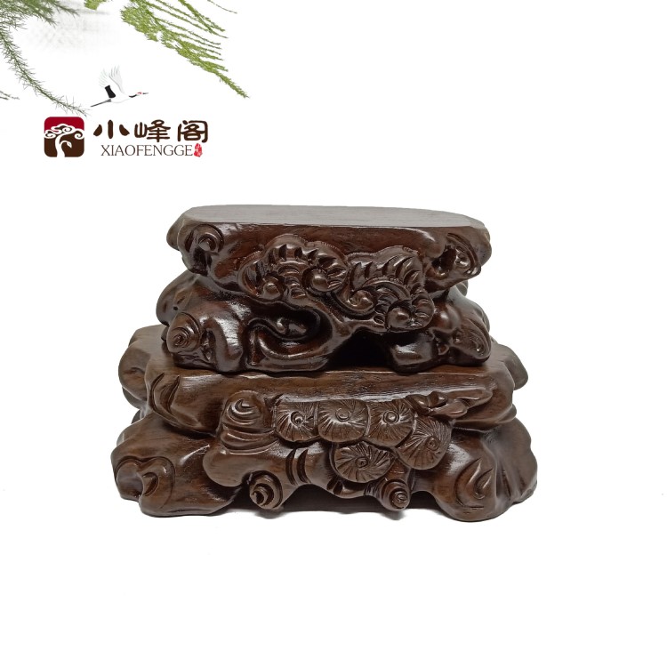 黑紫木紅木靈芝簡約中式陶瓷擺件底座手工木質(zhì)家居工藝品雕刻