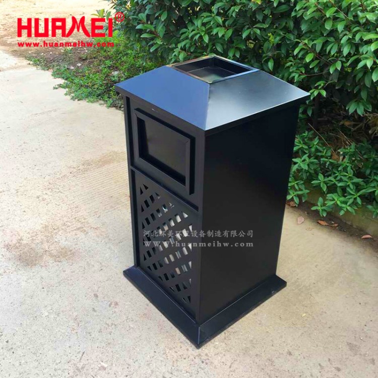 戶外分類果皮箱公園環(huán)衛(wèi)鑄鐵沖孔單桶垃圾箱 小區(qū)市政 大號(hào) 垃圾