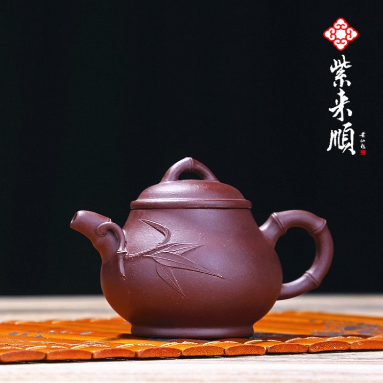 紫来顺茶具紫砂壶功夫茶具茶壶宜兴原矿竹节壶定制 厂家批发11318