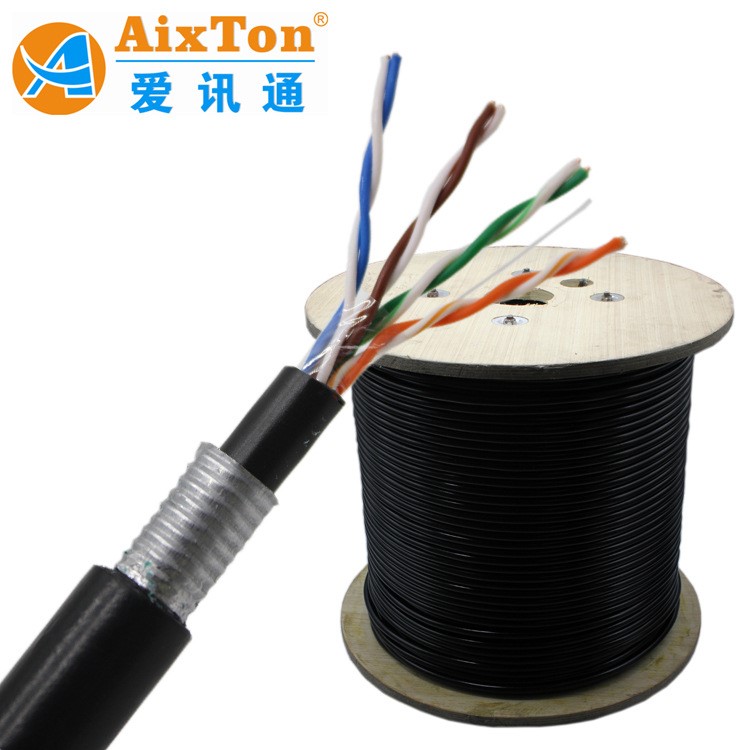 超五類室外鎧裝網(wǎng)線 雙護套 防水防潮防鼠咬 可直埋