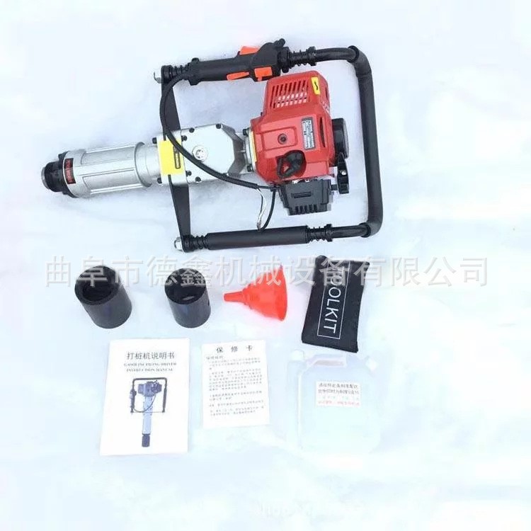 農(nóng)用鋼管打樁機 沖擊式二沖程木頭樁打樁機 小型汽油三角鋼植樁機