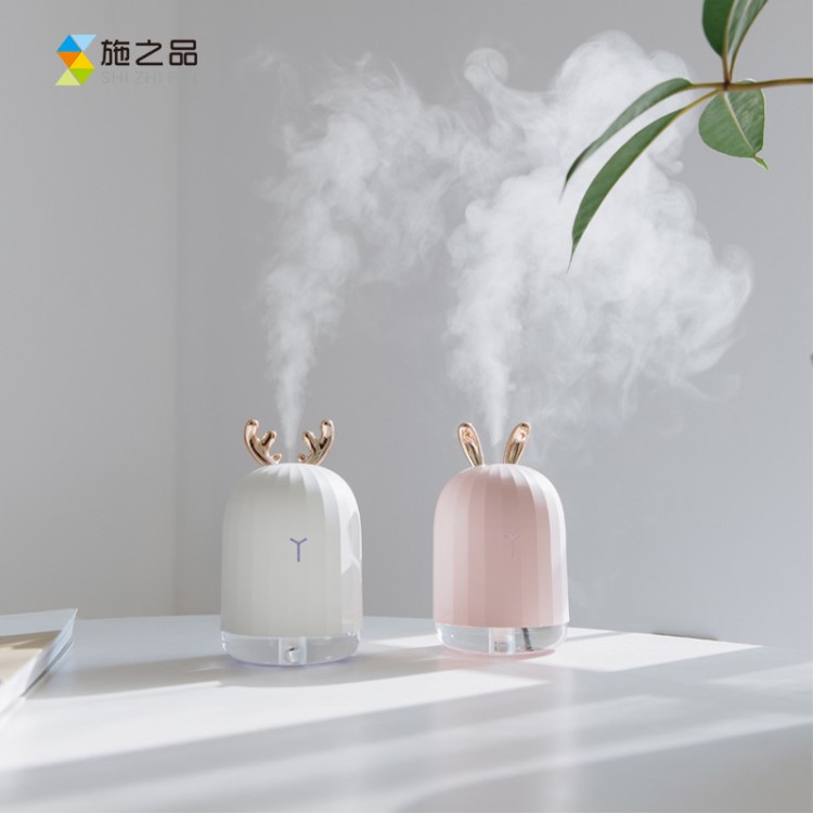 施之品新款小鹿兔子迷你USB加濕器小夜燈辦公室桌面創意禮品定制