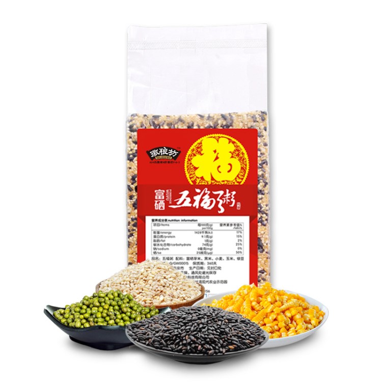 富硒五谷粥 五谷雜糧粥400g 養(yǎng)生粗糧八寶粥原料 雜糧粥oem