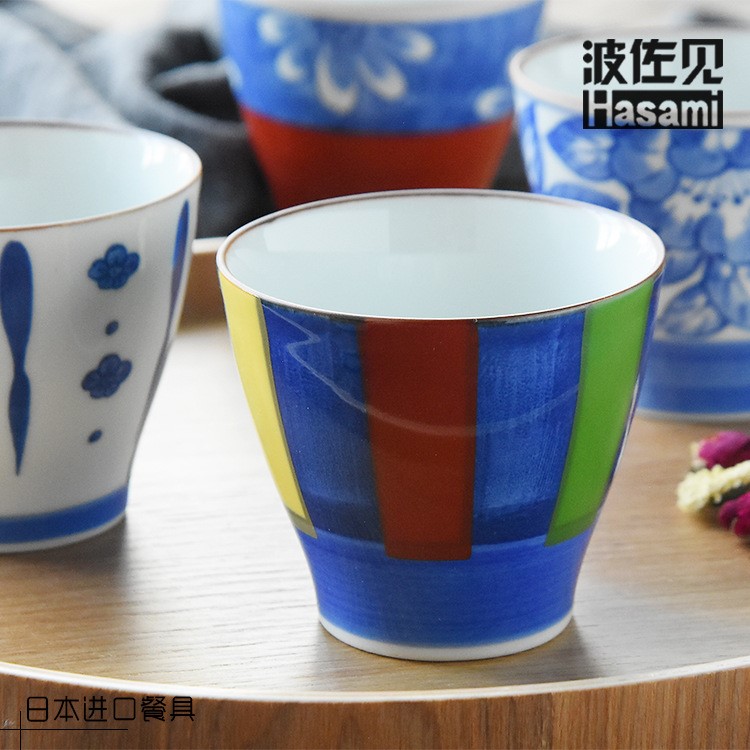 波佐見日本陶瓷餐具古都浪漫手繪花紋茶杯五入套裝禮品盒批發(fā)