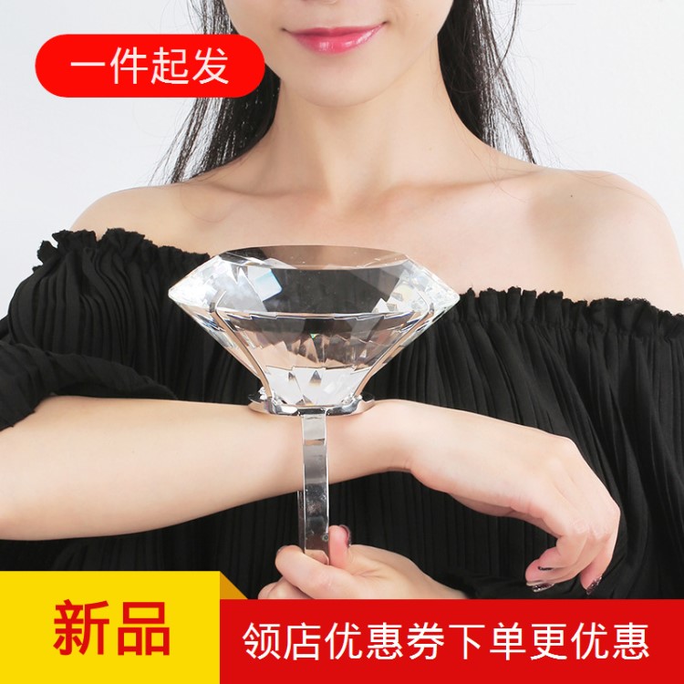 水晶超大鉆戒鉆石大求婚婚慶布景道具戒指結(jié)婚紀(jì)念禮品80mm情人節(jié)