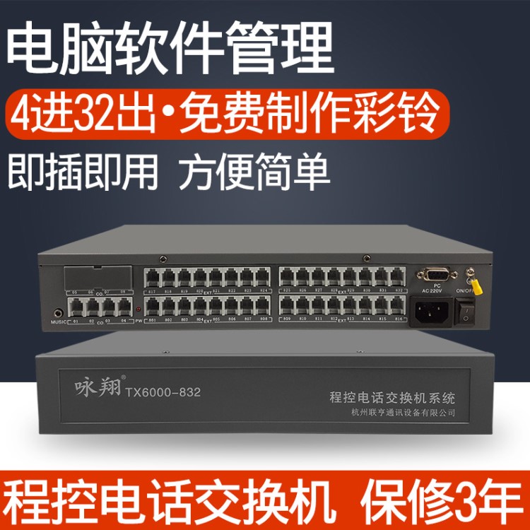 詠翔程控電話交換機4進16出24出32口集團酒店內部電話分機交換機