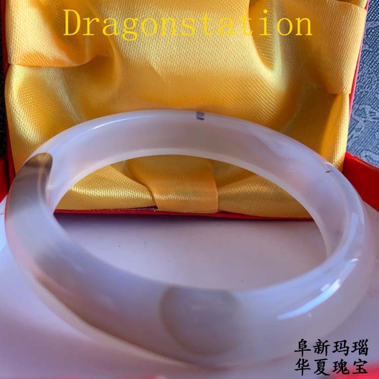 Dragonstation馬料天然瑪瑙手鐲玉髓水草貴妃玉鐲子跨境阜新瑪瑙