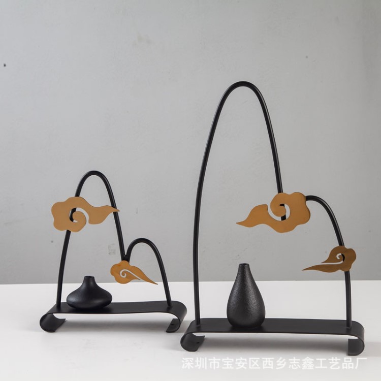 新中式創(chuàng)意擺飾家居軟裝辦公家居玄關(guān)會(huì)所陶瓷花瓶祥云工藝品擺件