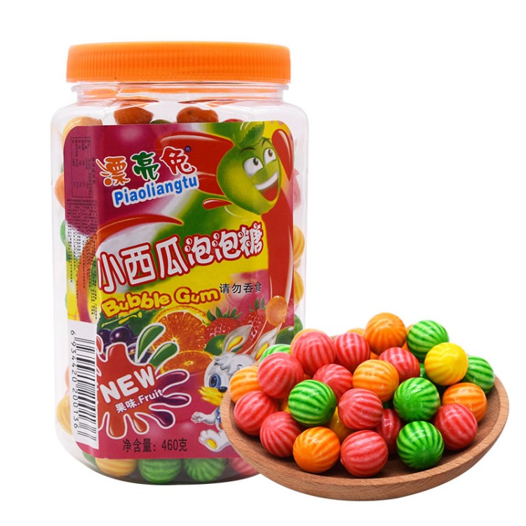 漂亮兔西瓜泡泡糖桶裝口香糖小時候的懷舊兒時小零食童年糖果批發