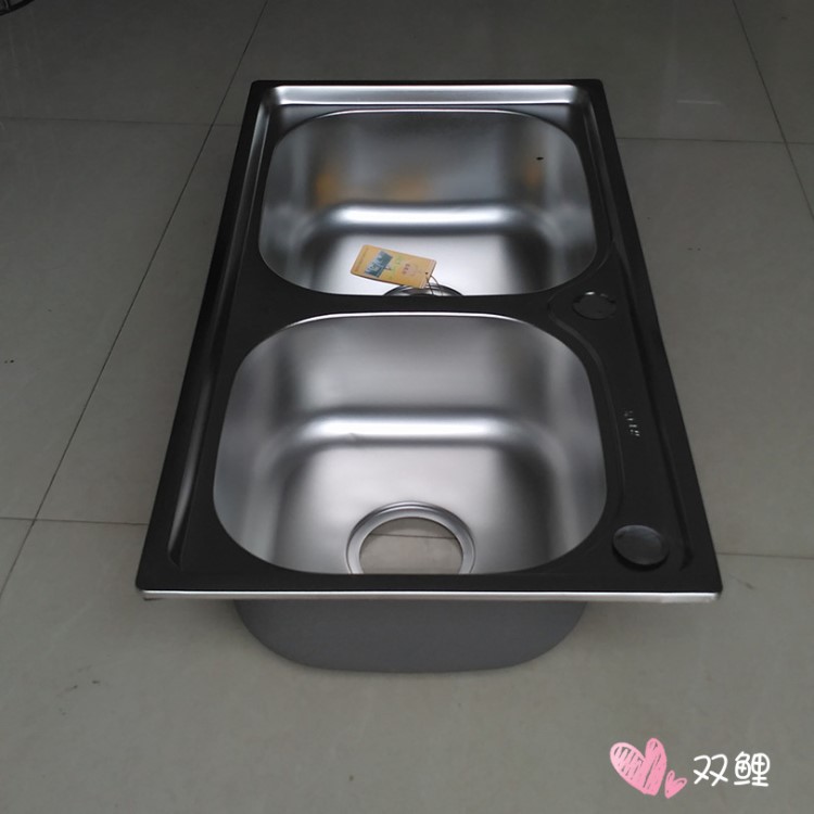 75*40*17*1.0廚房不銹鋼水槽 雙盆 廚房洗菜盆雙槽