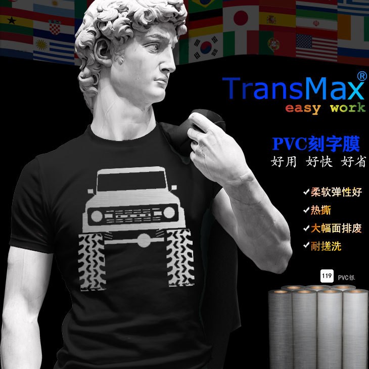 燙畫印花TransMax皇冠熱轉(zhuǎn)印紙耗材印T恤衣服裝PVC刻字膜批發(fā)