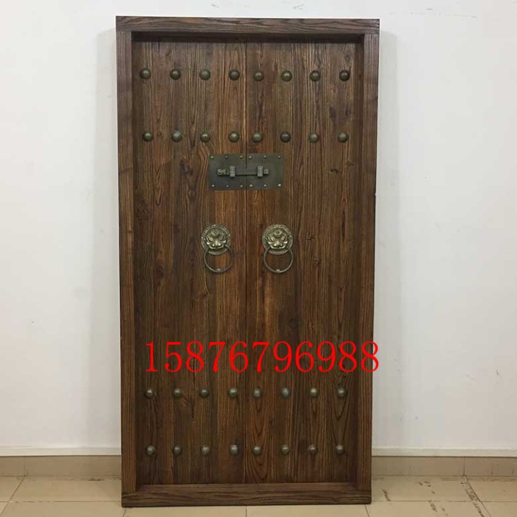 中式實木仿古農村別墅會所進戶大門鄉村庭院對開門榆木大門雙開門